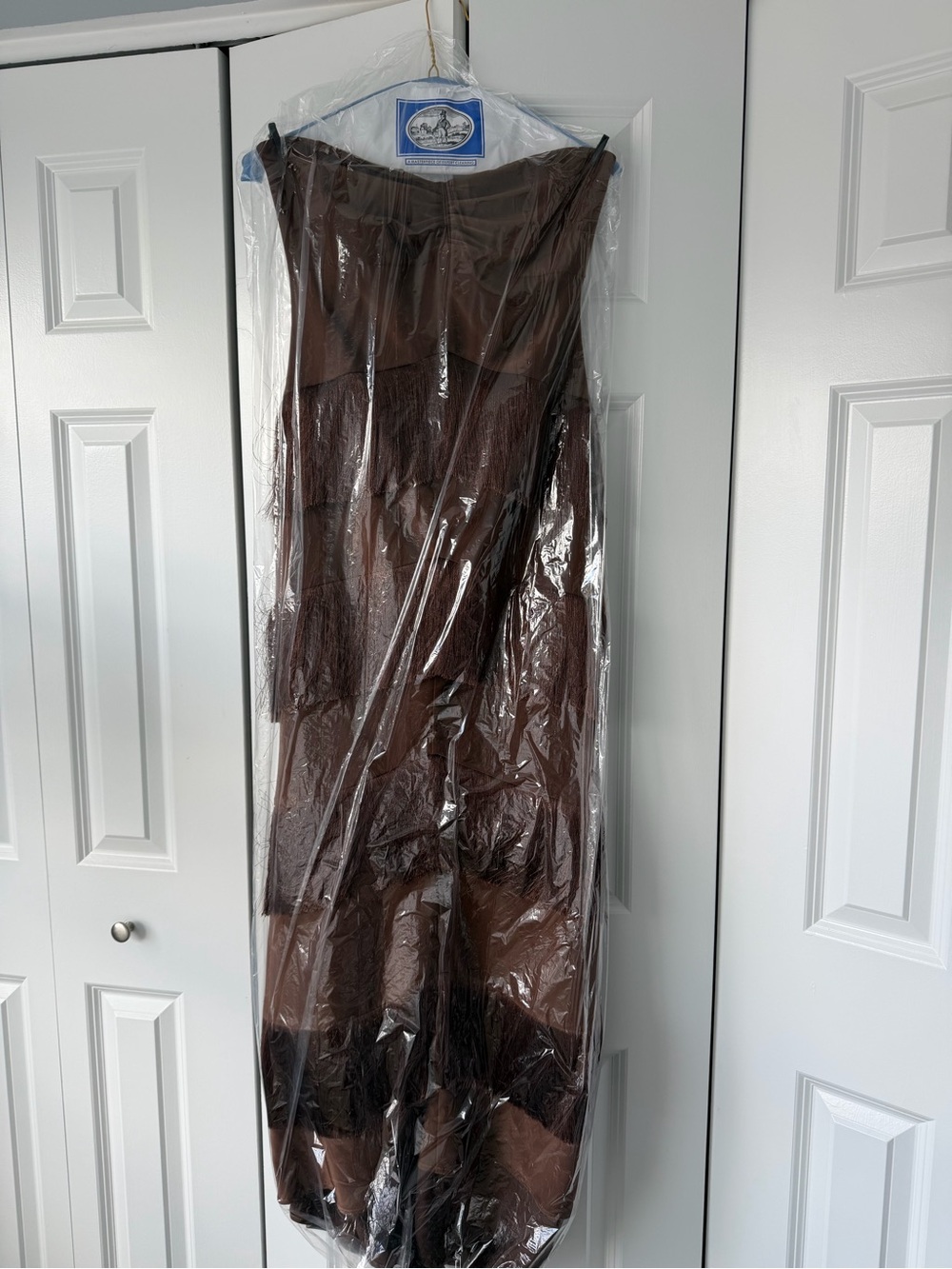 House of Harlow 1960 Strapless Fringe Maxi Dress in Chocolate Brown - Picture 6 of 8